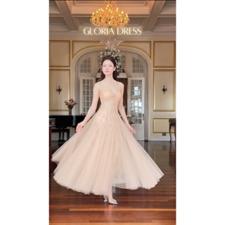  SÒ VINTAGE - GLORIA Đầm maxi ren phối lưới dáng xòe 