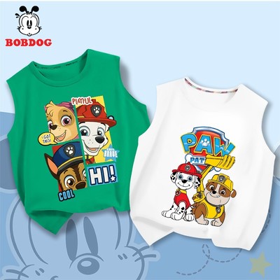 Áo ba lỗ bé trai BOBDOG áo mặc hè chất cotton thoáng mát in hình Chó cứu hộ cute cho bé