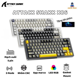  Bàn phím cơ nhôm CNC Attack Shark X86 - 3 mode kết nối- Led RGB- Hotsawp 5pin - Có núm 