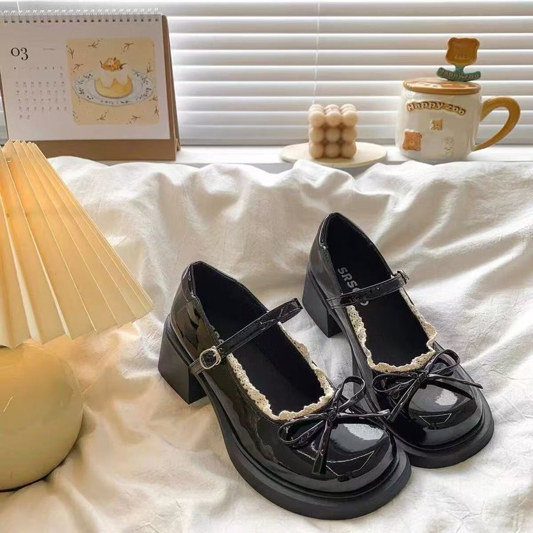 [FORM RỘNG LÙI 1 SZ] Giày Đốc Nữ Đế Cao 5P Tiểu Thư Đính Nơ Xoè Viền Ren Phong Cách Hàn Quốc Mã V098 | BigBuy360 - bigbuy360.vn