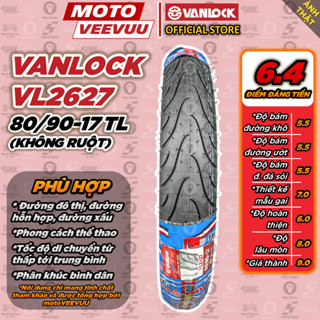   MTVV  Vỏ lốp xe máy VANLOCK 80 90-17 TL VL2627 Gai Michelin Pilot Street Lốp không ruột<END> 