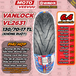 [MTVV] Vỏ lốp xe máy VANLOCK 130/70-17 TL VL2631 Gai Michelin Pilot Street Lốp không ruột<END>
