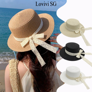  LOVIVISAIGON Nón cói đầu vuông nữ đi biển thắt nơ ren mũ cối rộng vành chống nắng vintage Hàn Quốc NCLB07 