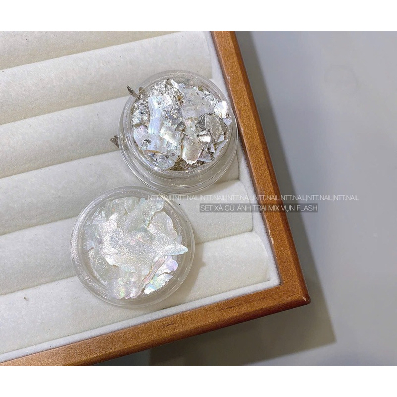 sét xà cừ ánh trai  mix vụn nhũ flash siêu sáng(2 hũ) làm móng