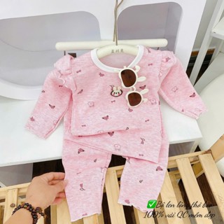   DÁNG RỘNG  Bộ quần áo dài tay Len Lông Thỏ QC bèo cánh tiên cho bé gái 5 đến 15kg 