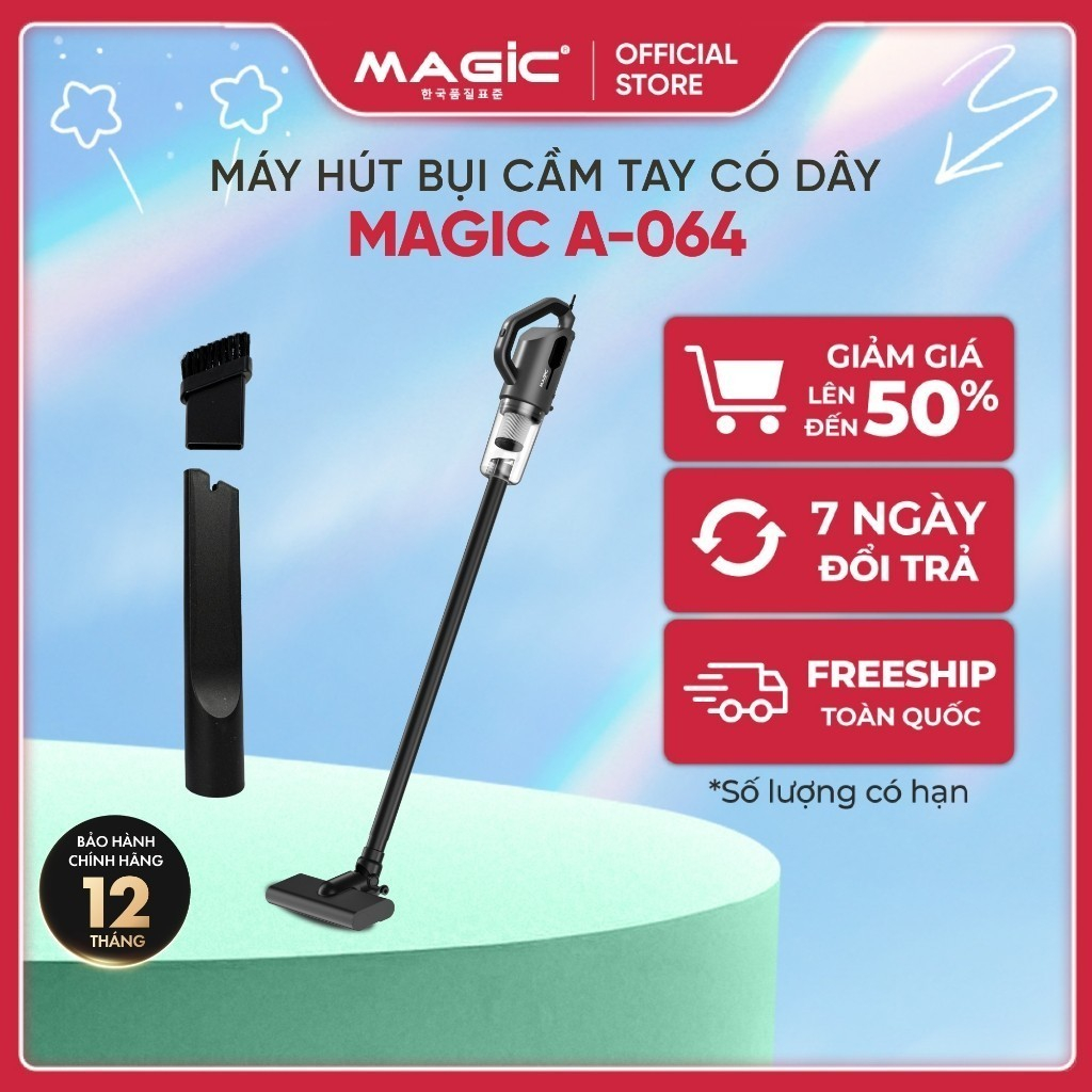 Máy Hút Bụi Cầm Tay Có Dây 600W Magic A-064, Bộ Lọc HEPA Tái Sử Dụng, Lực hút 16kPa, BH 12 tháng
