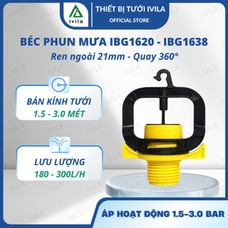  Combo 10 Béc tưới phun mưa vàng IBG1621   IBG1638 béc phun mưa 360 độ tưới rau màu cây ăn trái 