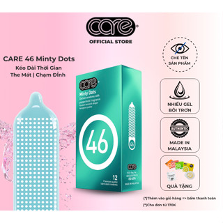 Bao Cao Su Kéo Dài Quan Hệ CARE 46 Bcs Có Gai Hương Bạc Hà, Siêu Mỏng, Nhiều Gel Bôi Trơn Hộp 12cái