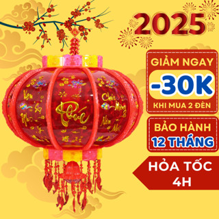 Đèn lồng điện trang trí Tết 2025 mẫu mới bản chữ Việt, lồng đèn điện xoay 360 độ đèn Led nhấp nháy