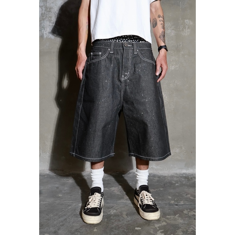 BAGGY SHORT BLING (BLACK) - QUẦN SHORT DENIM LẤP LÁNH (ĐEN)
