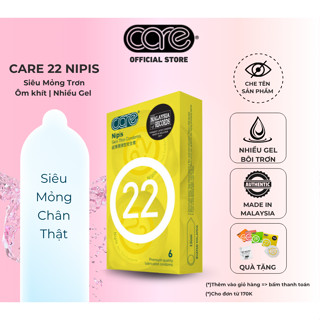 Bao Cao Su Siêu Mỏng CARE 22 Bcs Mỏng Nhiều Gel Bôi Trơn, Kéo Dài Thời Gian,Gân Gai Truyền Nhiệt Tốt