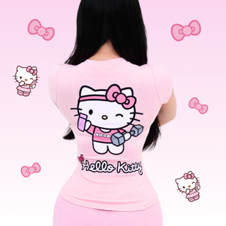 Áo Hello Kitty tập gym Nữ Ôm Body Thun Cotton Baby tee - Kuhess B2