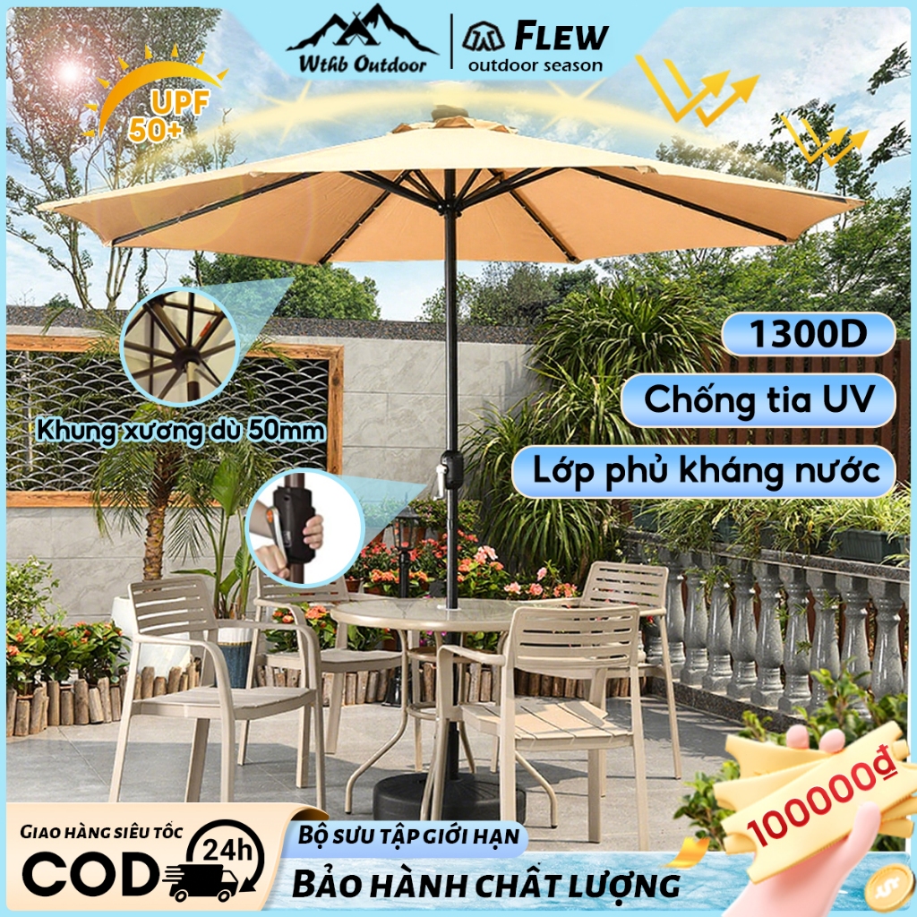 Ô dù sân vườn 2.7M dù gấp gọn che nắng lớn cho sân vườn Ô dù cho sân rộng/quán cà phê có thể nghiêng