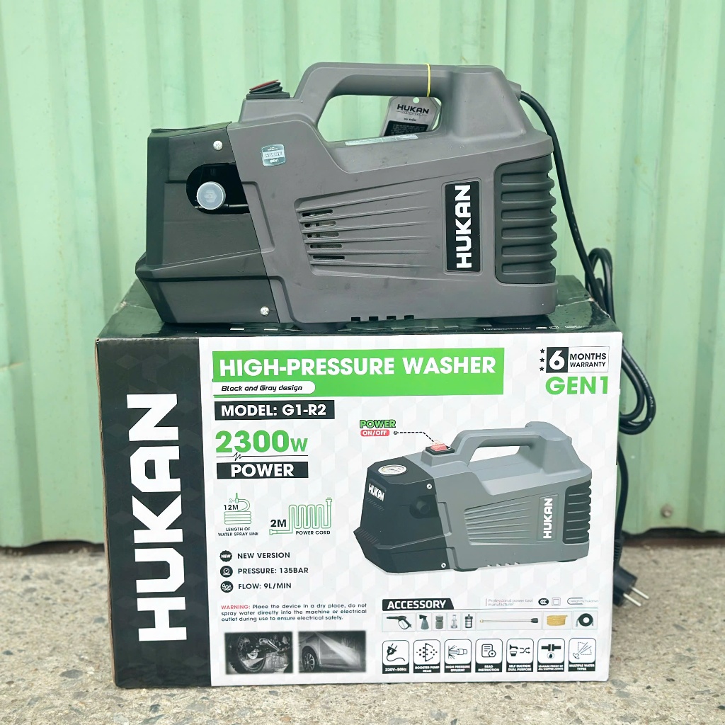 Máy Rửa Xe Hukan G1 - R2 Công Suất 2300W Áp Lực 135Bar Chuẩn Đồng Chính Hãng Hukan Bảo Hành 6 Tháng 