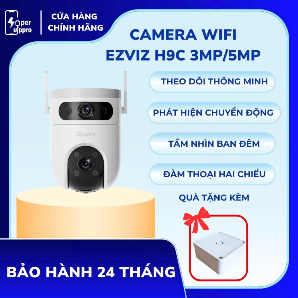 Camera Wifi EZVIZ CS-H9C 2 Mắt Chính Hãng 3MP/5MP, Quay 360, Hồng Ngoại, Chống Nước
