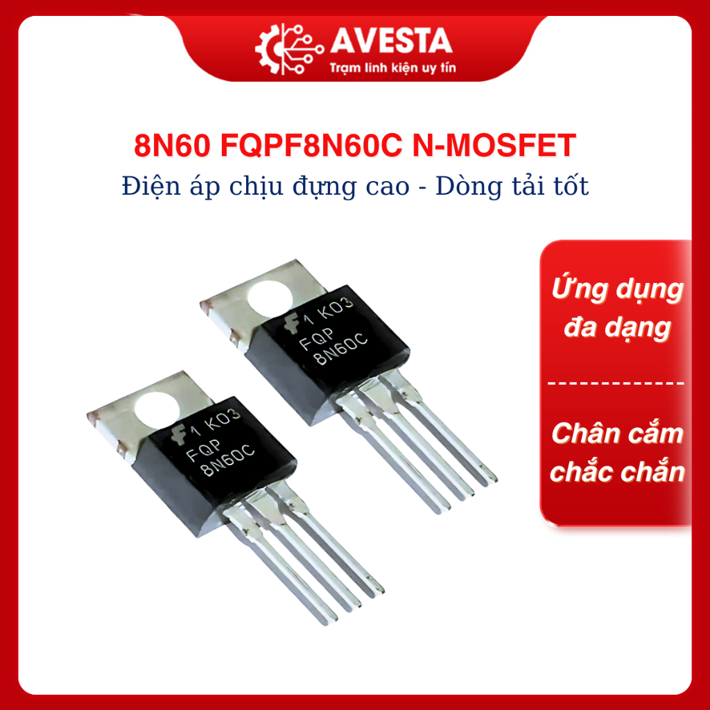 8N60 FQPF8N60C N-Mosfet 8A 600V TO-220F Avesta