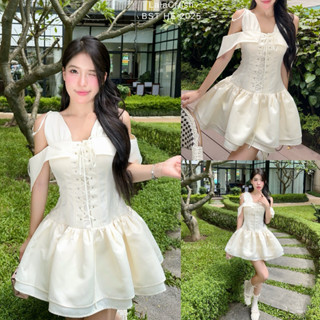   Lumi Dress  Váy trễ vai tafta corset dáng bồng sang trọng đi trà chiều cafe chụp ảnh lalacrush 