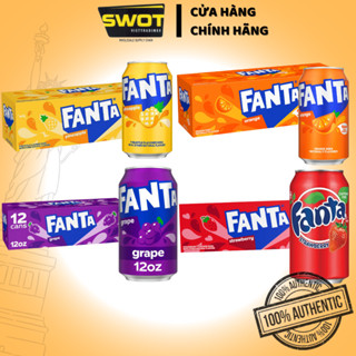  Thùng 12 lon Nước ngọt Fanta Mỹ 355ml nhiều vị Nước giải khát có ga Mỹ cao cấp thơm ngon đặc biệt 