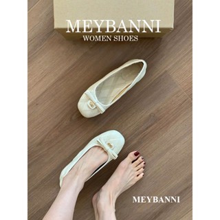 Giày Búp Bê Mũi Tròn MEYBANNI Đính Nơ Nhỏ Kim Loại - C329