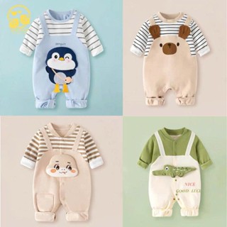 Bodysuit dài tay cho bé Hình Thú dễ thương, mẫu yếm liền thân bé gái bé trai chất thun, mẫu quần áo sơ sinh 0-12M