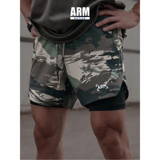 Quần Đùi Nam Thể Thao 2 lớp Camo ARM tập gym, chạy bộ thoáng khí, thấm hút mồ hôi và thoải mái vận động