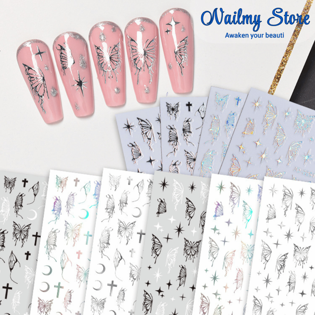 Sticker dán móng, sticker nail, miếng dán móng tay 3D nail sticker (bướm)