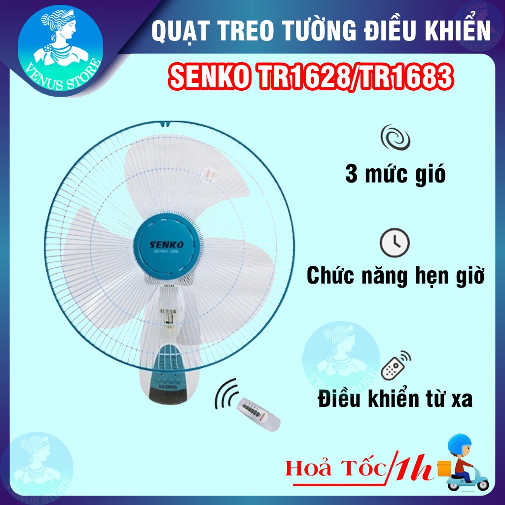 Quạt Treo Tường SENKO Có Điều Khiển TR1628/TR1683, Quạt Treo Tường T1680 1 dây KHÔNG Điều Khiển