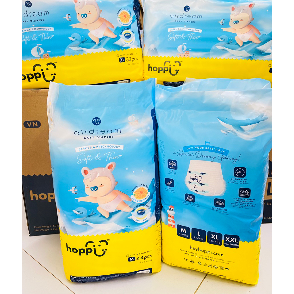 Bỉm quần, Tã dán Hoppi AirDream đủ size