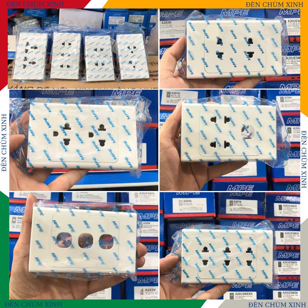 [ ĐÈN CHÙM XINH ] Mặt công tắc & ổ cắm chính hãng MPE lắp nhà ở, trường học, quán cooffee