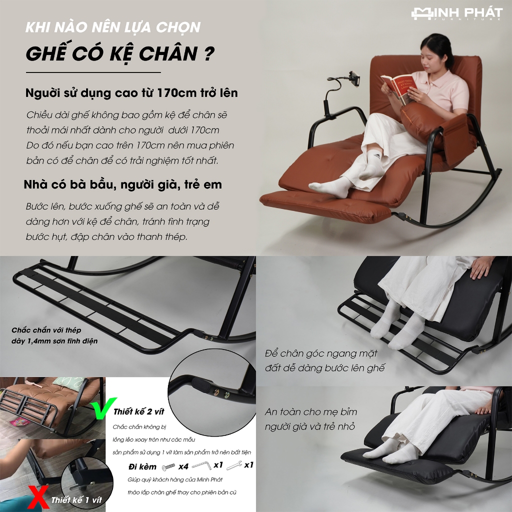 Ghế Bập Bênh Minh Phát 5 nấc điều chỉnh, ghế thư giãn, ghế đọc sách, Minh Phát Furniture | BigBuy360 - bigbuy360.vn
