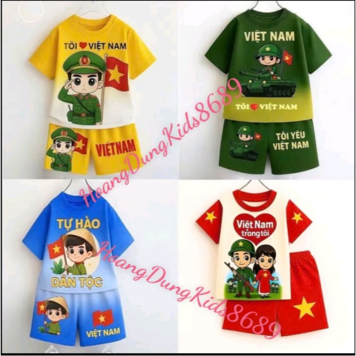Bộ Quần Áo Tôi Yêu Việt Nam Cho Bé Set Bộ Cộc Tay Cờ Đỏ Sao Vàng Cho Mẹ Và Bé Mừng Đại Lễ ,Chất Coton Su Mềm Mát 2025