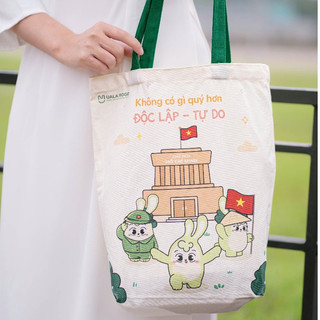 Túi Tote quốc khánh Ualarogo Vải Canvas xịn xò bền chắc đựng đồ cho mẹ bé đi chơi đi làm in hình Lăng Bác Hồ