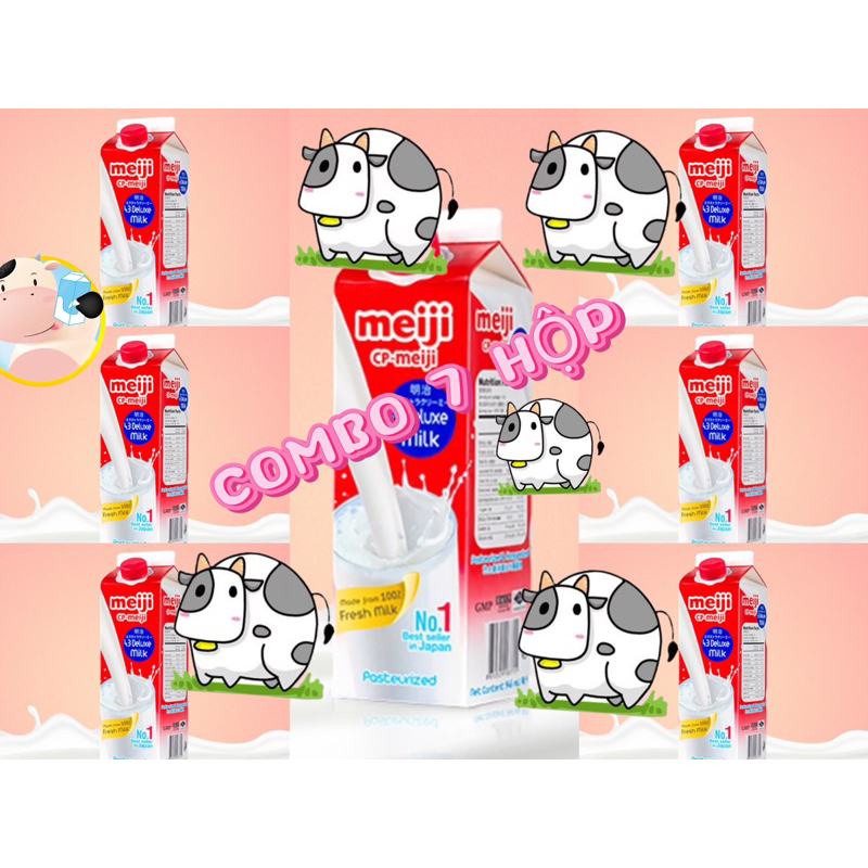 Set 7 hộp sữa thanh trùng Meiji đỏ (7 hộp )
