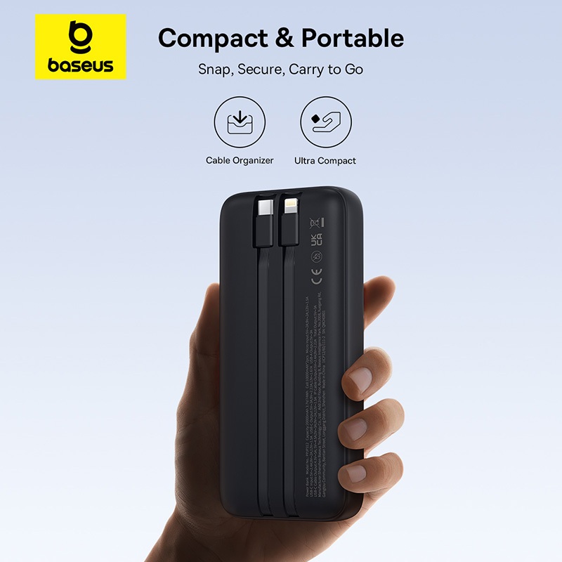 Sạc Dự Phòng Baseus Lipow 22.5W Dual-Cable 20000mAh USB-C & Lightning tích hợp kèm USB to C 3A 0.2m | BigBuy360 - bigbuy360.vn
