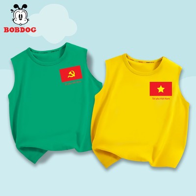 Áo ba lỗ bé trai BOBDOG chất liệu cotton in hình QUỐC KÌ VIỆT NAM cho bé