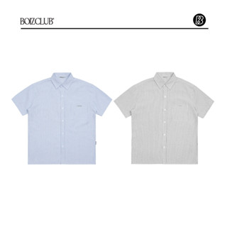 Áo sơ mi nam tay ngắn unisex kẻ sọc BOIZCLUB vải oxford form oversize 3 màu