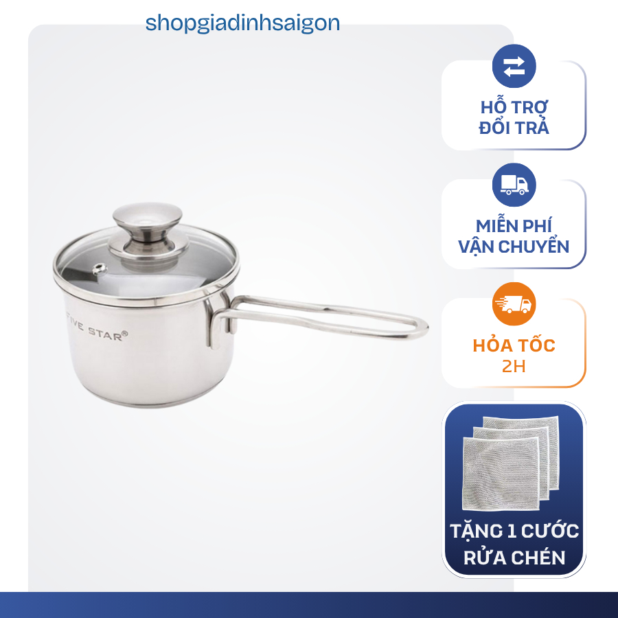 QUÁNH INOX 430 3 ĐÁY INOX 430 FIVESTAR NẮP KÍNH (ĐỦ SIZE)
