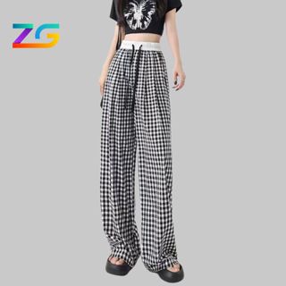 Quần ống rộng họa tiết sọc ZGO form quần ống suông unisex lưng chun vải mềm mại thoáng mát QZG12