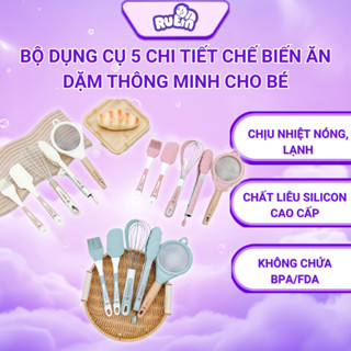 Bộ Dụng Cụ 5 Chi Tiết Chế Biến Ăn Dặm Thông Minh Cho Bé - Chất Liêu Silicon Cao Cấp Chịu Nhiệt Độ Cao