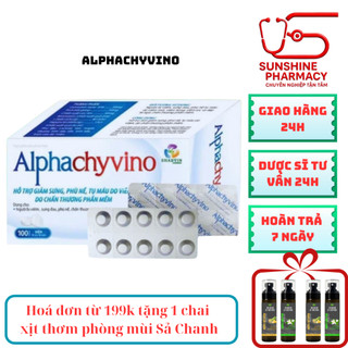 [CHÍNH HÃNG] Alphachyvino hộp 100 viên hỗ trợ giảm sưng, phù nề do chấn thương phần mềm