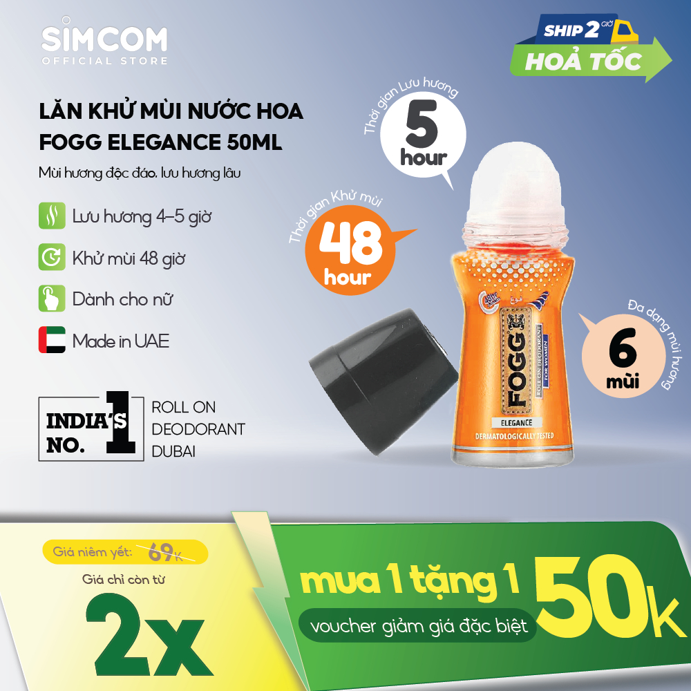 Lăn khử mùi FOGG Elgance chính hãng hương nước hoa dùng cho nữ, lăn nách giảm mùi hôi mùi cơ thể
