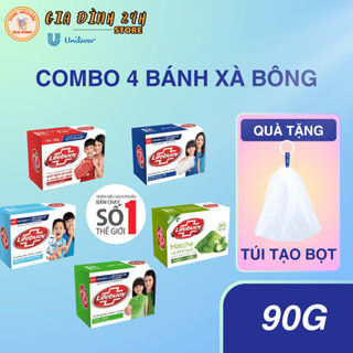 Combo 4 bánh xà bông Lifebuoy 90g - tặng kèm túi tạo bọt