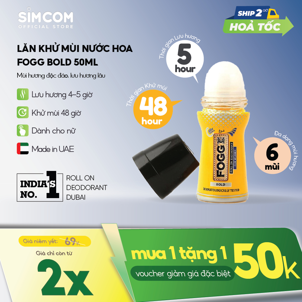 Lăn khử mùi FOGG Bold hương nước hoa dùng cho nữ, lăn vào nách giảm mùi hôi và mùi cơ thể