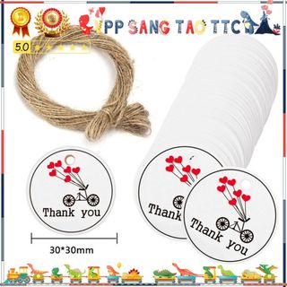 Set 10 Tag Giấy Thank You kèm Dây Thừng Treo Phụ Kiện Quà Tặng