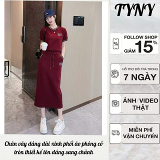  Set nữ Chân váy dáng dài xinh phối áo phông cổ tròn thiết kế tôn dáng sang chảnh TyNy HCOM25454 