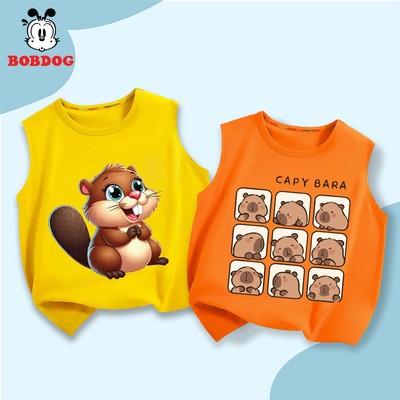 Áo ba lỗ bé trai BOBDOG chất liệu cotton mềm mịn in hình Capybara  cho bé