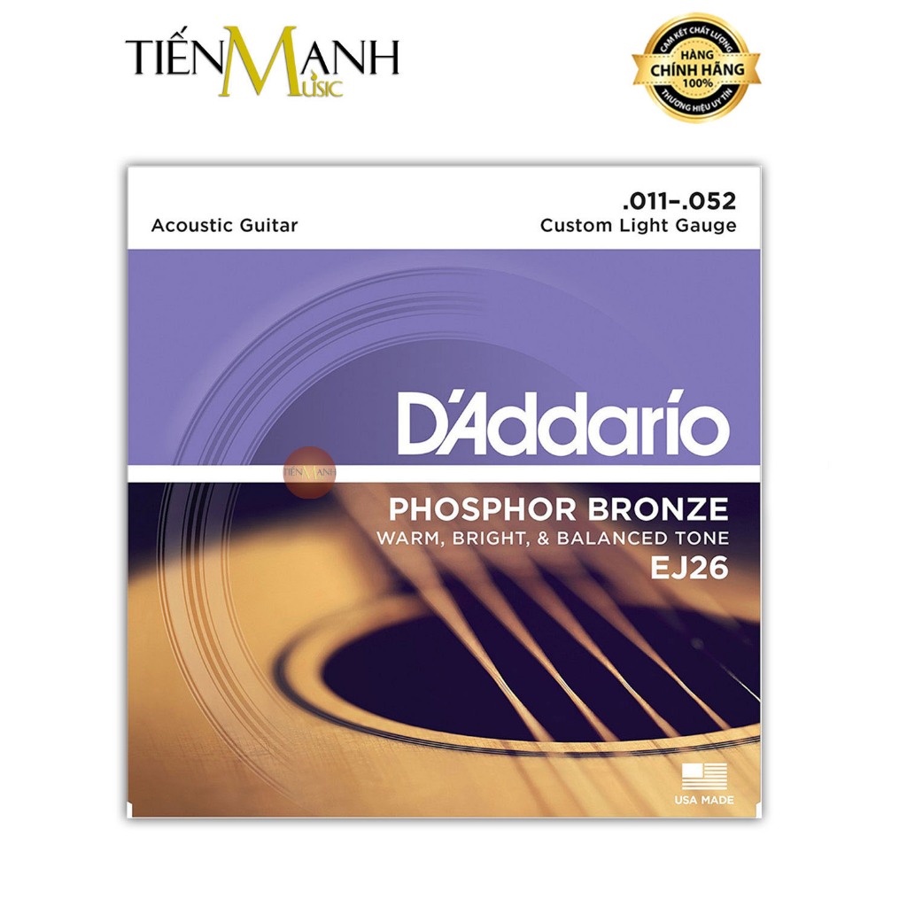[Chính Hãng] Dây Đàn Guitar Acoustic D'Addario EJ26 - Ghi-ta Sắt Phosphor Bronze Strings