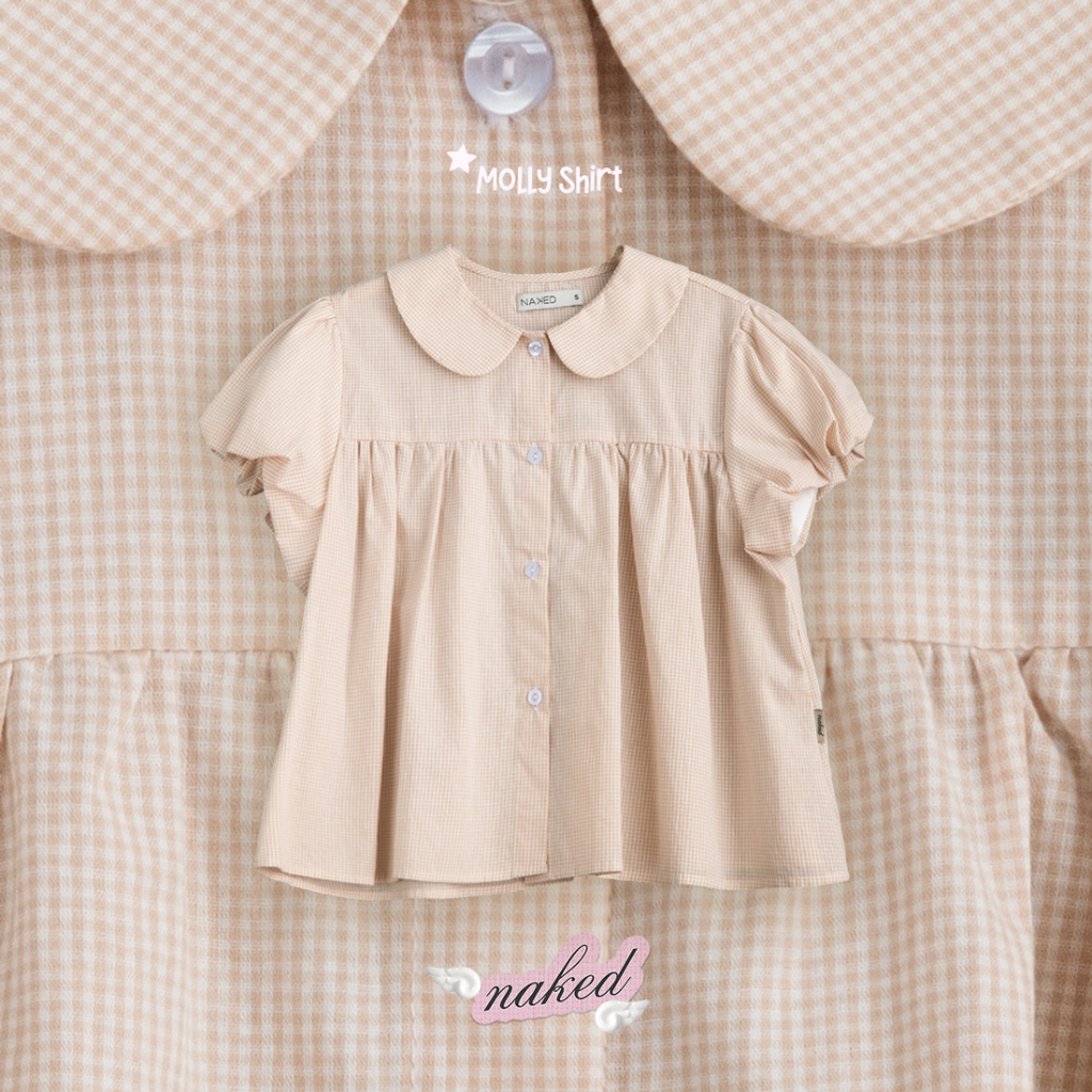 Áo babydoll tay bồng NAKEDbyV áo sơ mi tay bồng hoạ tiết cotton tôn dáng MOLLY SHIRT | BigBuy360 - bigbuy360.vn