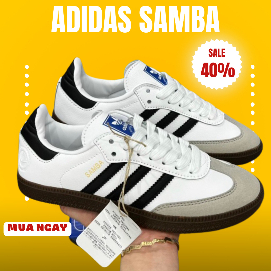 Giày adidas samba nam nữ bản cao cấp, Giày samba sneaker thể thao đế cao su nguyên khối đủ size 36-44 full box