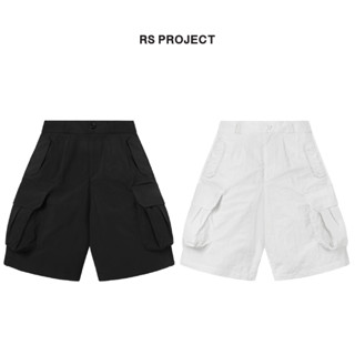 Quần Short Dù Nhăn Túi Hộp Unisex ROSS STUDIO Trắng/Đen - NYLON FABRIC SHORTS